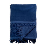 zoom serviette de bain éponge velours unie ciselée romance bleue marine 90x170 cm, 100 % coton, 460 g/m², légère et absorbante, idéale salle de bain, piscine et plage