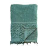 zoom serviette de bain éponge velours unie ciselée romance fougere 90x170 cm, 100 % coton, 460 g/m², légère et absorbante, idéale salle de bain, piscine et plage