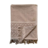 zoom serviette de bain éponge velours unie ciselée Romance taupe 90x170 cm, 100 % coton, 460 g/m², légère et absorbante, idéale salle de bain, piscine et plage